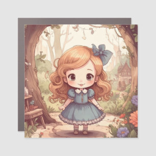 Cute Alice in Wonderland Whimsical Woodland Art Car Magnet