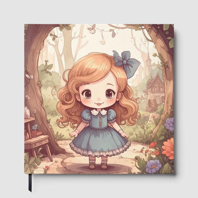 Cute Alice in Wonderland Whimsical Woodland Art Guest Book (Front)