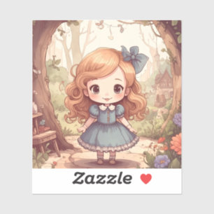 Cute Alice in Wonderland Whimsical Woodland Art Sticker