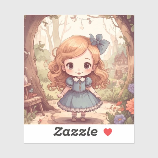 Cute Alice in Wonderland Whimsical Woodland Art Sticker (Sheet)