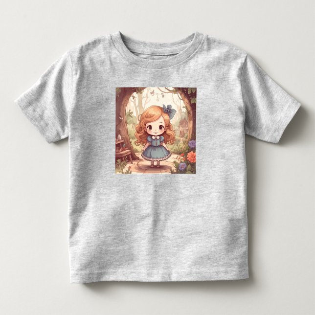 Cute Alice in Wonderland Whimsical Woodland Art Toddler T-shirt (Front)