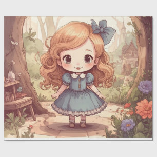 Cute Alice in Wonderland Whimsical Woodland Art Wrapping Paper