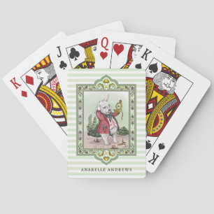 Cute Alice in Wonderland White Rabbit Custom Name Poker Cards