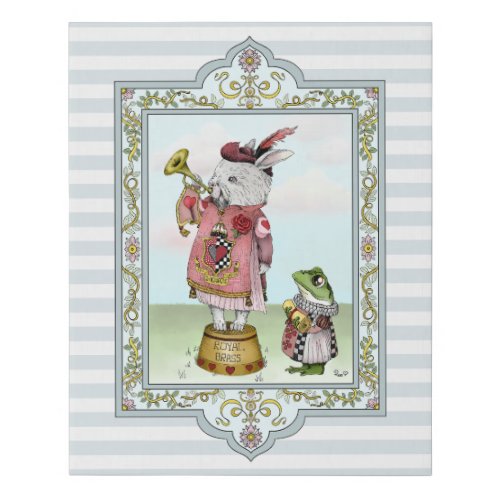 Cute Alice in Wonderland White Rabbit Easter Art  Faux Canvas Print