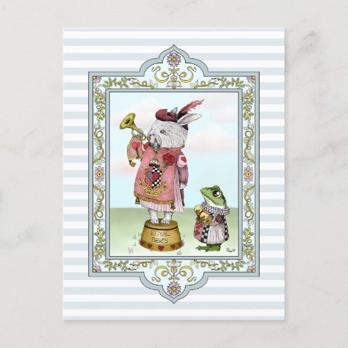 Cute Alice in Wonderland White Rabbit Easter Art  Postcard