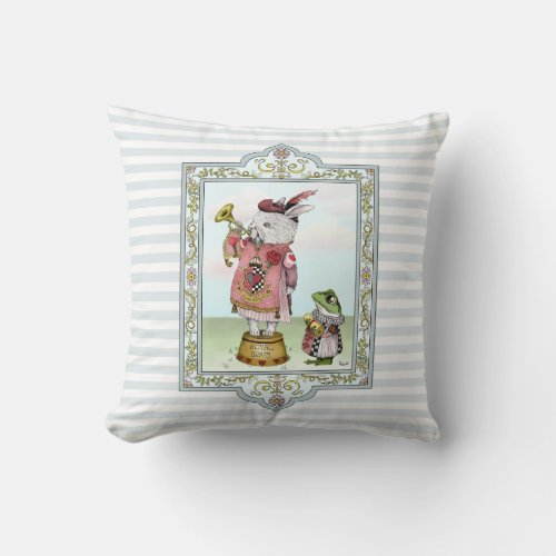 Cute Alice in Wonderland White Rabbit Easter Art  Throw Pillow