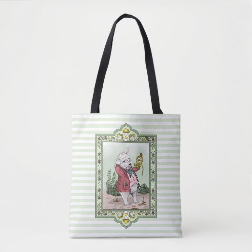 Cute Alice in Wonderland White Rabbit Easter Egg Tote Bag