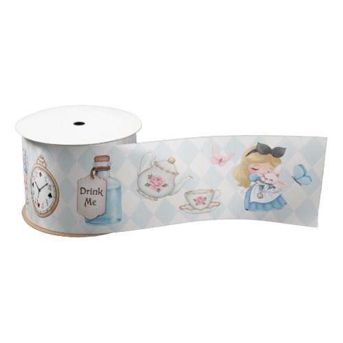 Cute Alice in Wonderland White Rabbit Satin Ribbon