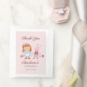 Cute Alice Rabbit Pink Birthday Thank You Favor Tea Bag Drink Mix