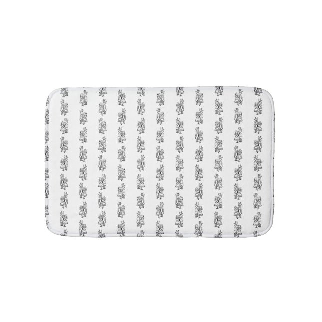 Cute Alice & White Rabbit CUSTOM BACKGROUND COLOR Bath Mat (Front)