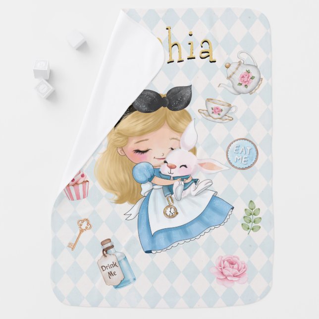 Cute Alice's Adventures in Wonderland Baby Blanket (In Situ)