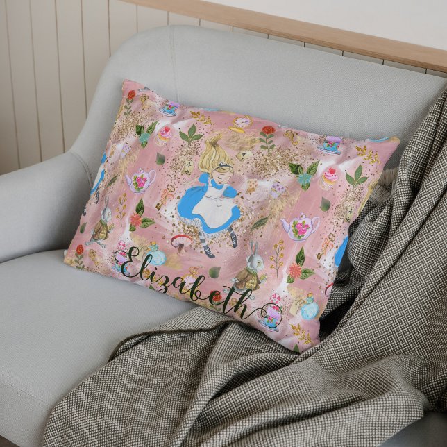 Cute Alice's Adventures in Wonderland Glitter Name Accent Pillow (Creator Uploaded)