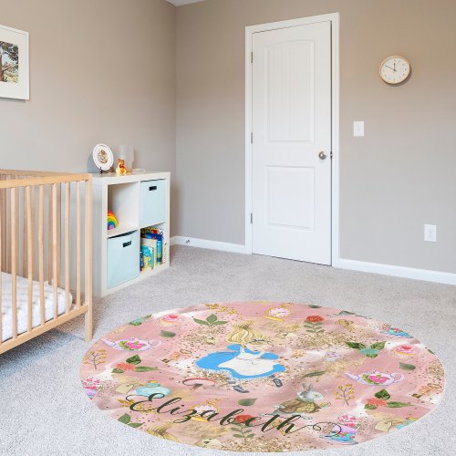 Cute Alices Adventures in Wonderland Glitter Name Rug