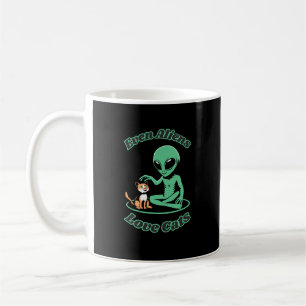 Cute alien and cat. Humorous Coffee Mug