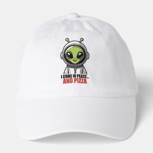 Cute Alien Astronaut "I Come in Peace and Pizza" Hat