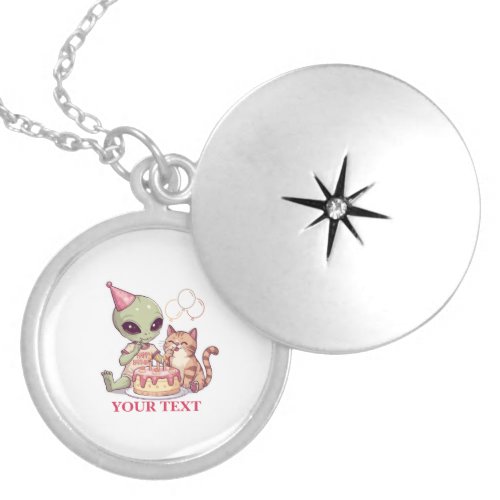 Cute Alien Birthday Party Design Locket Necklace