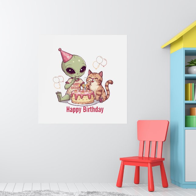 Cute Alien Birthday Party Design Poster (Nursery 1)