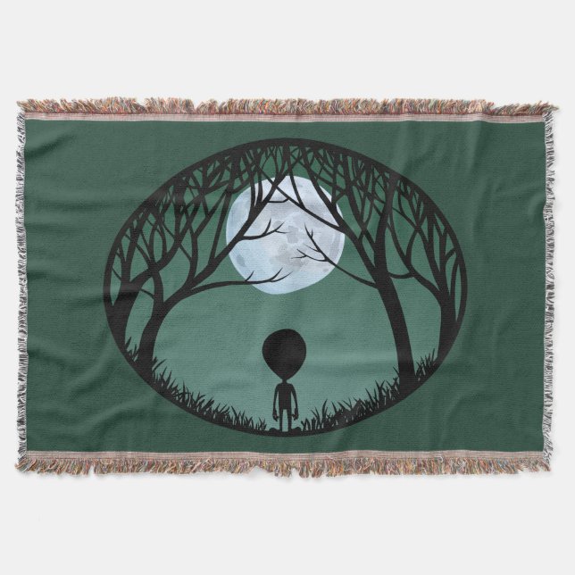 Cute Alien Blanket E.T. Alien Grey Throw Blanket (Front)