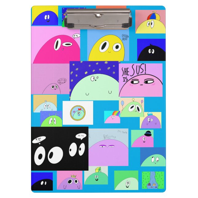 Cute Alien Blob Cartoon Funny Sassy Comic Clipboard (Front)