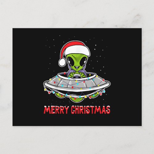Cute Alien Christmas Tree Lights Xmas Holidays Postcard