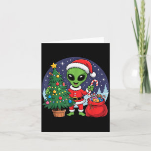 Cute Alien Christmas Tree Lights Xmas Holidays Win Card