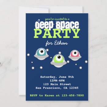 Cute Alien Deep Outer Space Birthday Party Invitation by ShopKatalyst at Zazzle