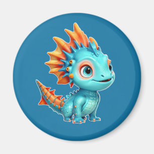 Cute Alien Dragon, turquoise - Magnet
