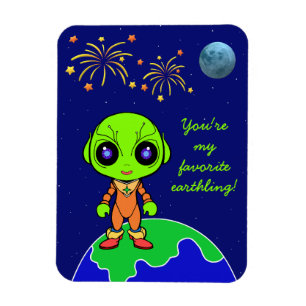 Cute Alien Fridge Magnet by Jo Images