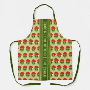 Cute Alien in Santa Hat Motif Your Text in Glyphs Apron