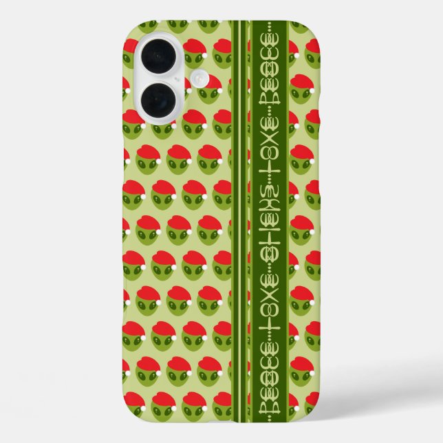 Cute Alien in Santa Hat Motif Your Text in Glyphs Case-Mate iPhone Case (Back)