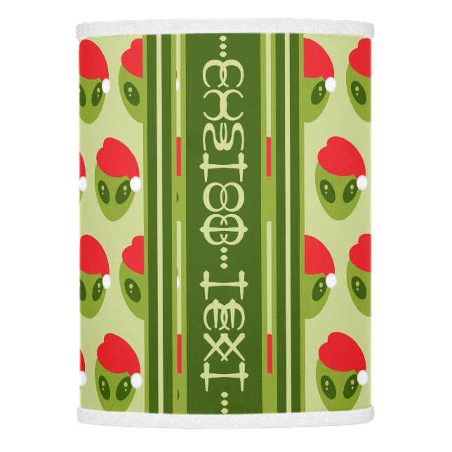 Cute Alien in Santa Hat Motif Your Text in Glyphs Lamp Shade (Front)