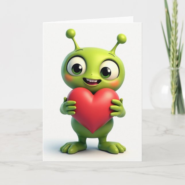 Cute Alien Love You Card (Front)