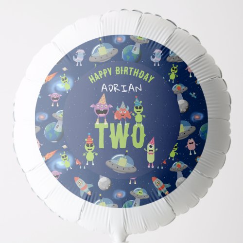 Cute Alien Monster Space Kids Birthday Name Age  Balloon