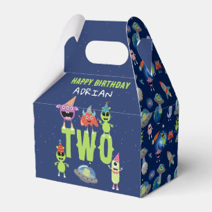 Cute Alien Monster Space Kids Birthday Name Age  Favor Boxes