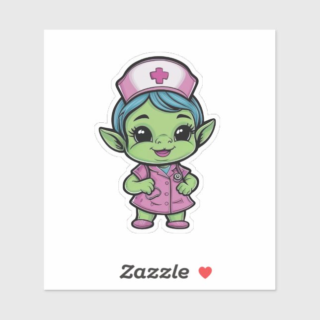 Cute Alien Nurse Sticker (Sheet)