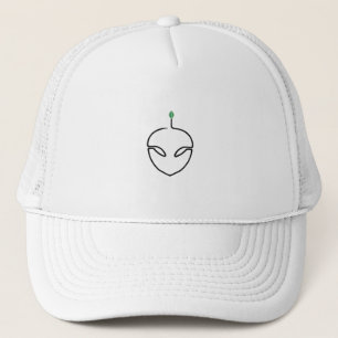 Cute Alien One Line Art with Green Leaf Trucker Hat