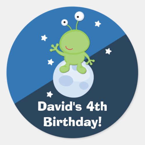 Cute Alien Outer Space Birthday custom Sticker