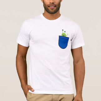 Cute Alien Pocket Cartoon Design T-Shirt