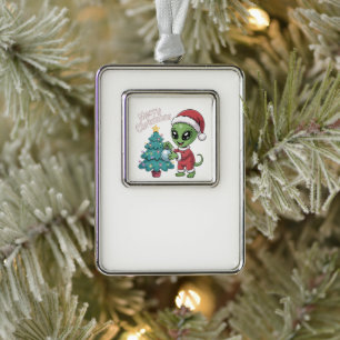 Cute Alien Santa Claus Funny Christmas Holiday Ornament