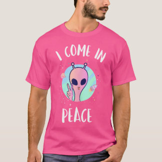 Cute Alien Shirt I Come In Peace Funny Alien Rave