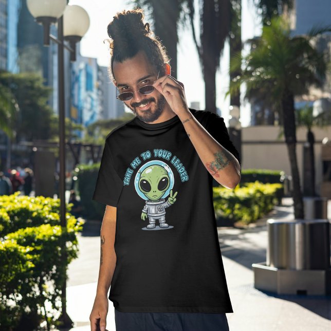 Cute Alien Take Me to Your Leader Cartoon T-Shirt (Creator Uploaded)