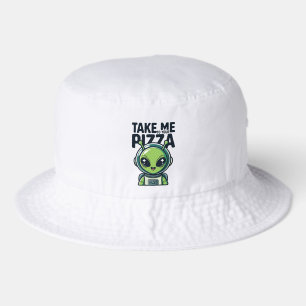 Cute Alien Take Me to Your Pizza Astronaut Bucket Hat