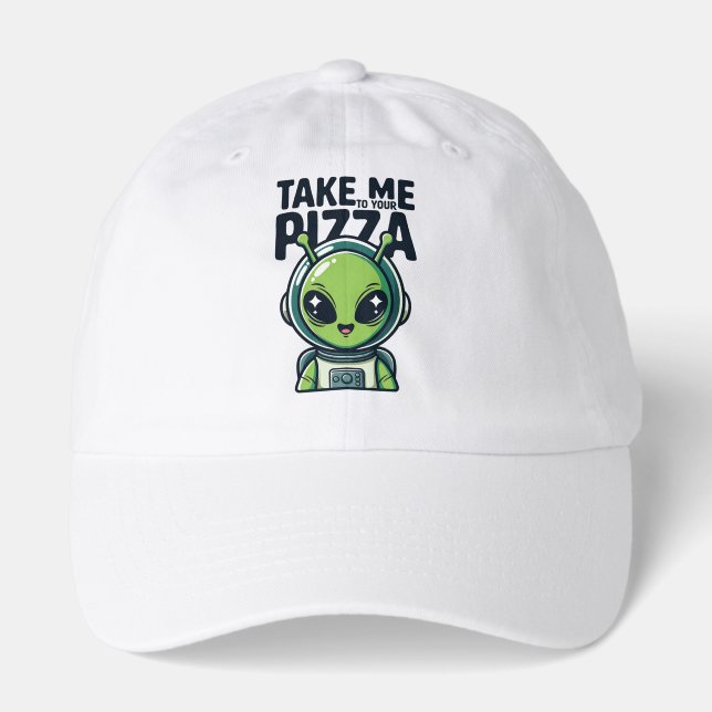 Cute Alien Take Me to Your Pizza Astronaut  Hat (Front)