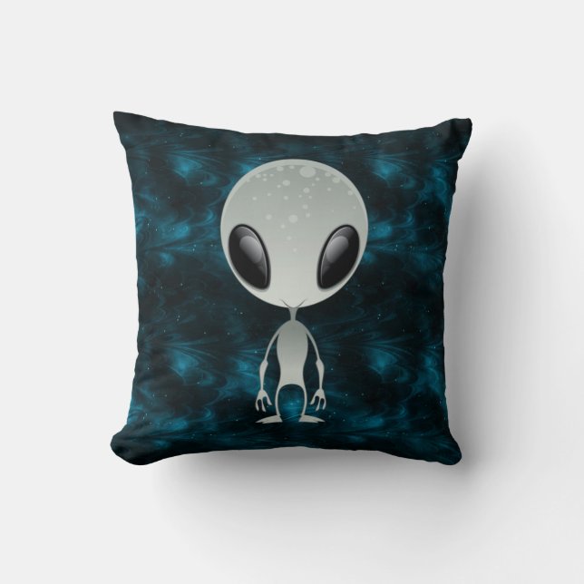 Cute Alien Throw Pillow (Front)
