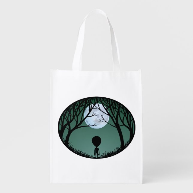Cute Alien Tote Bags & Cute Alien Grocery Bag (Front)