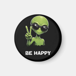 Cute alien two fingers up magnet