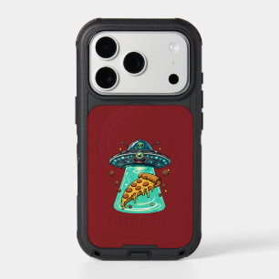 Cute Alien UFO Beaming Up Pizza Funny Cartoon iPhone 17 Pro Case