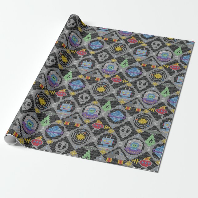 Cute Alien Wrapping Paper (Unrolled)