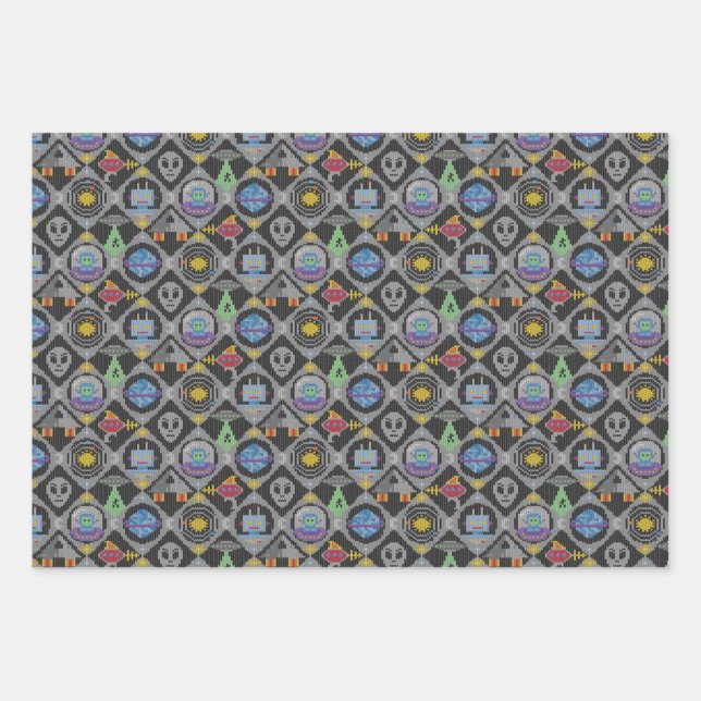 Cute Alien Wrapping Paper Sheets (Front)