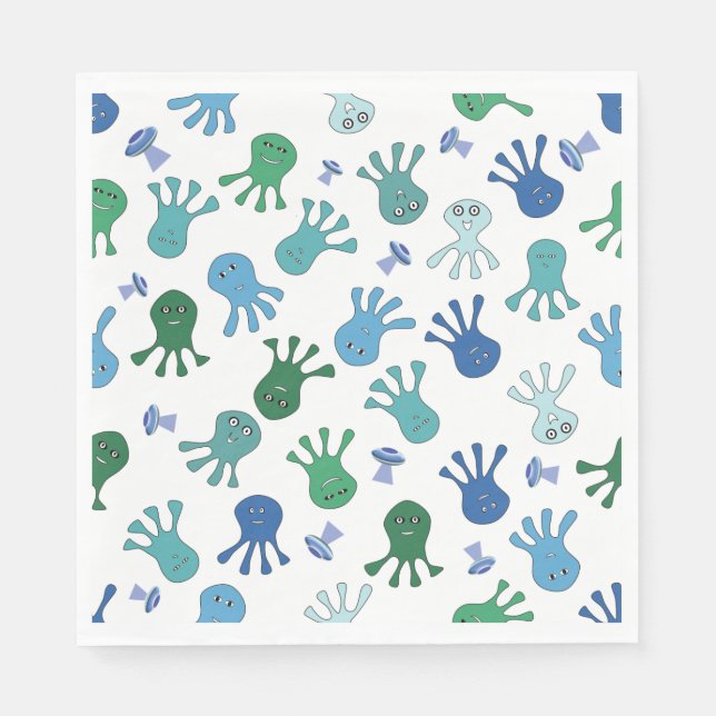 Cute Aliens Birthday Party  Napkins (Front)